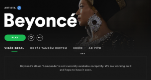 beyonce spotify aviso lemonade