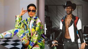 Cardi B e Lil Nas X em montagem com foto dos dois lado a lado para destacar o single "Rodeo"