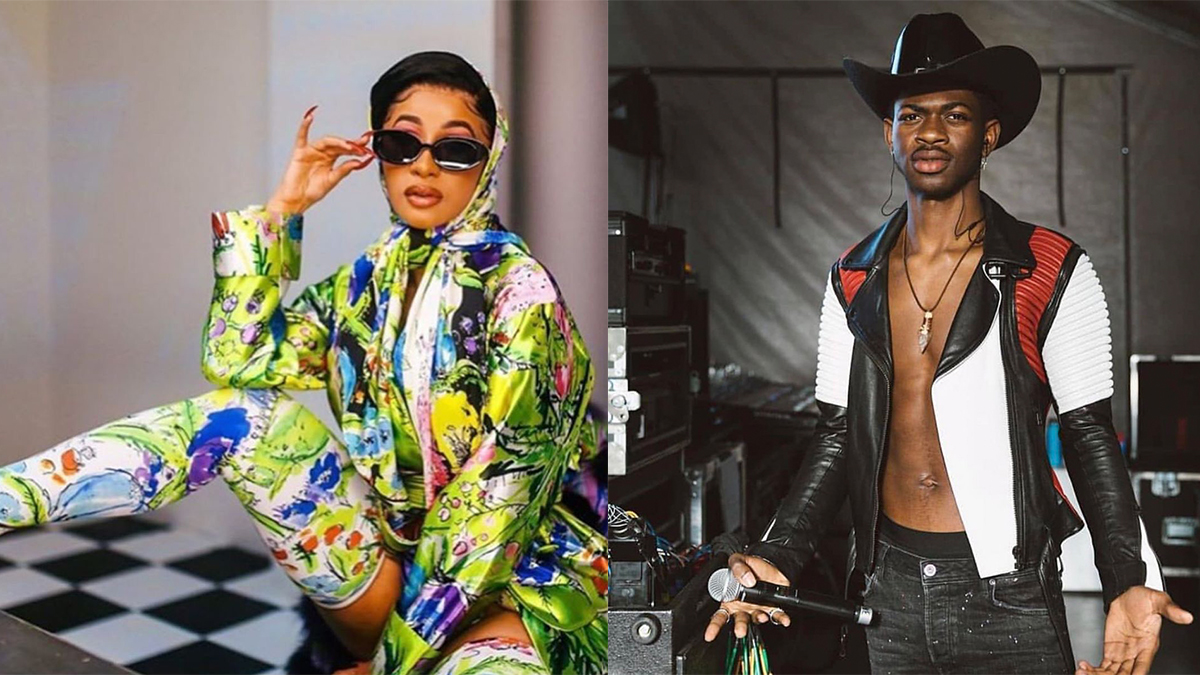 Cardi B e Lil Nas X em montagem com foto dos dois lado a lado para destacar o single "Rodeo"