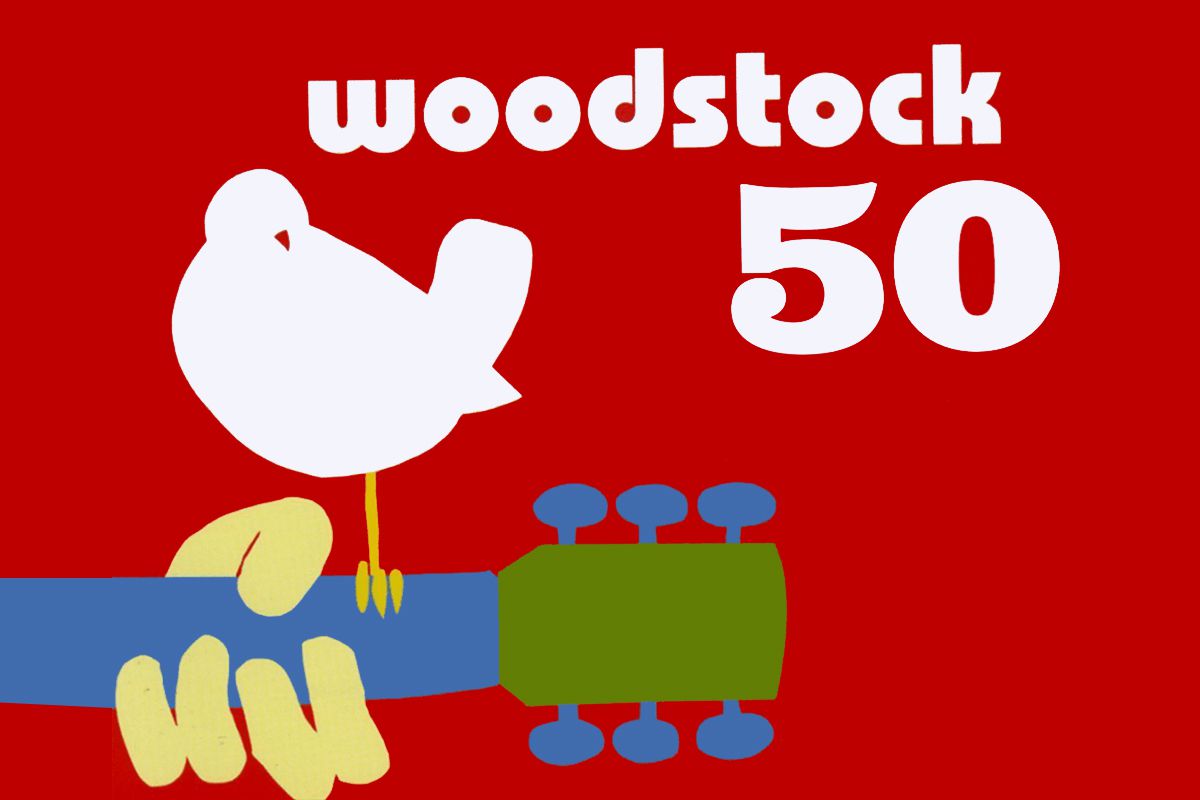 Imagem mostra pássaro em cima de um braço de violão para representar o Woodstock 50