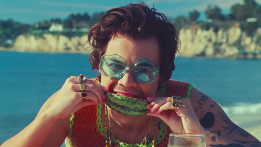 cena do clipe watermelon sugar, de harry styles, uma das músicas mais marcantes do bbb21