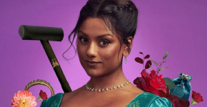 Kate Sharma, personagem da segunda temporada de Bridgerton, em imagem de divulgação da Netflix; foto ilustrativa texto sobre cenas dos livros Bridgerton que devem aparecer na série