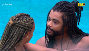 Aline e Diogo na piscina do BBB 25