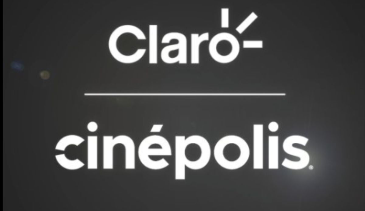 Logos estilizados da Claro e da Cinépolis em fundo escuro, representando a parceria entre as marcas para desconto em ingressos de cinema.