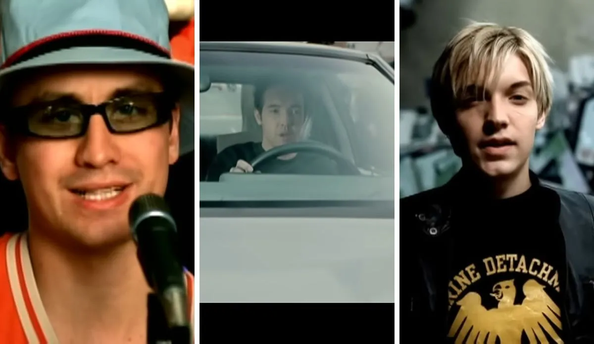 Captura de tela com três clipes icônicos de one-hit wonders dos anos 2000: Wheatus em “Teenage Dirtbag”, Daniel Powter em “Bad Day” e The Calling em “Wherever You Will Go”