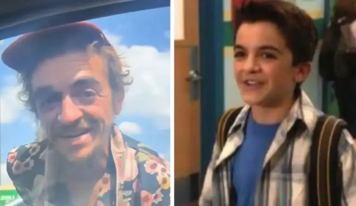 Montagem mostra Tylor Chase em dois momentos: à esquerda, em foto atual com boné vermelho e aparência fragilizada; à direita, em cena jovem da série “Manual de Sobrevivência Escolar do Ned”, da Nickelodeon.