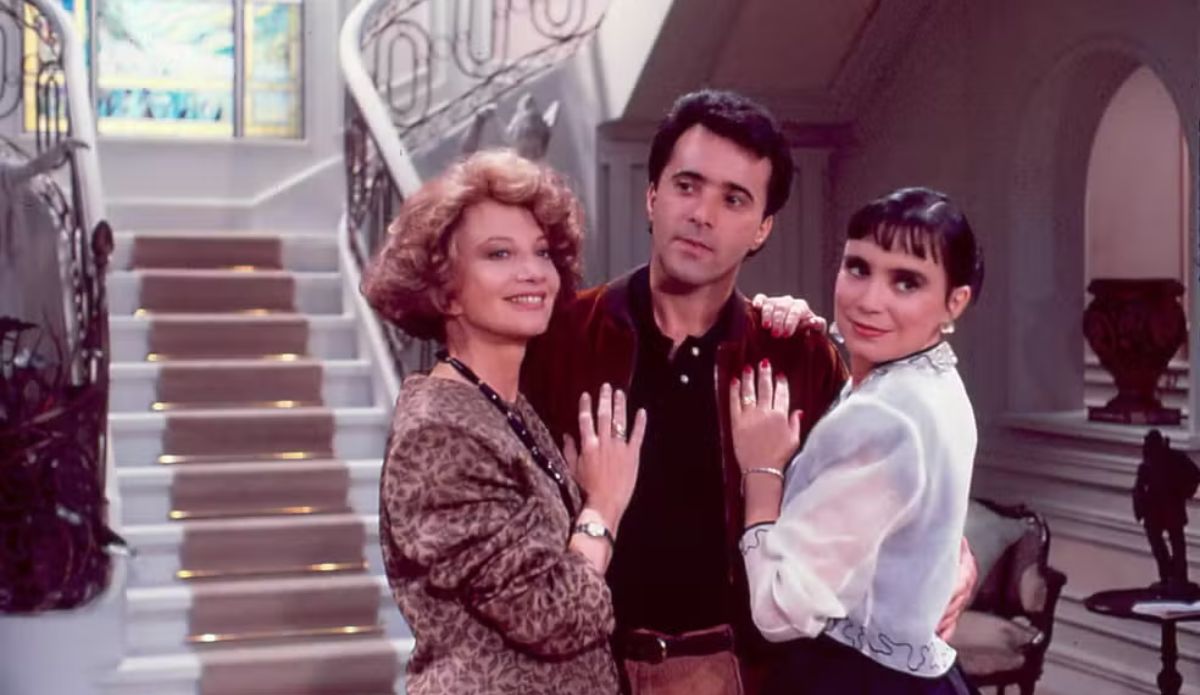 Gloria Menezes, Tony Ramos e Regina Duarte em 'Rainha da Sucata'