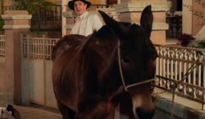 Candinho observa preocupado enquanto Policarpo, seu burro de estimação, aparece na frente de uma casa em cena de Êta Mundo Melhor; veja o resumo da semana (20 a 25 de outubro)