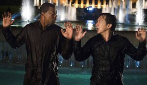 Chris Tucker e Jackie Chan em cena do filme 'A Hora do Rush 3