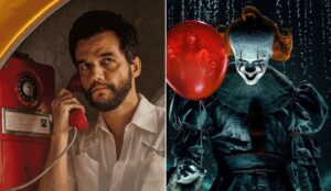 Imagem com Wagner Moura em “O Agente Secreto” e Pennywise de “IT: Bem-Vindos a Derry”, representando o resultado dos melhores filmes e séries de 2025 eleitos pelo público do Tracklist.