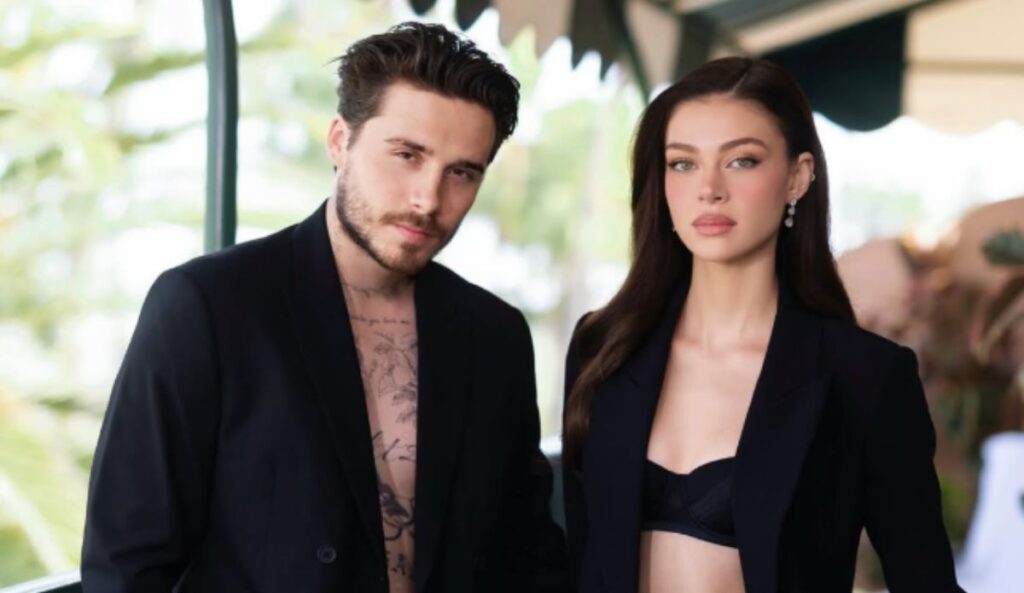 Imagem de Brooklyn Beckham ao lado da esposa, Nicola Peltz