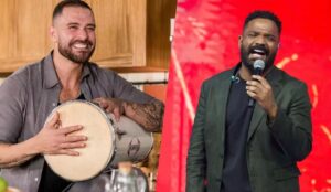 Diogo Nogueira e Arlindinho se apresentam na Festa do BBB 26, levando samba e clássicos da música brasileira ao reality.