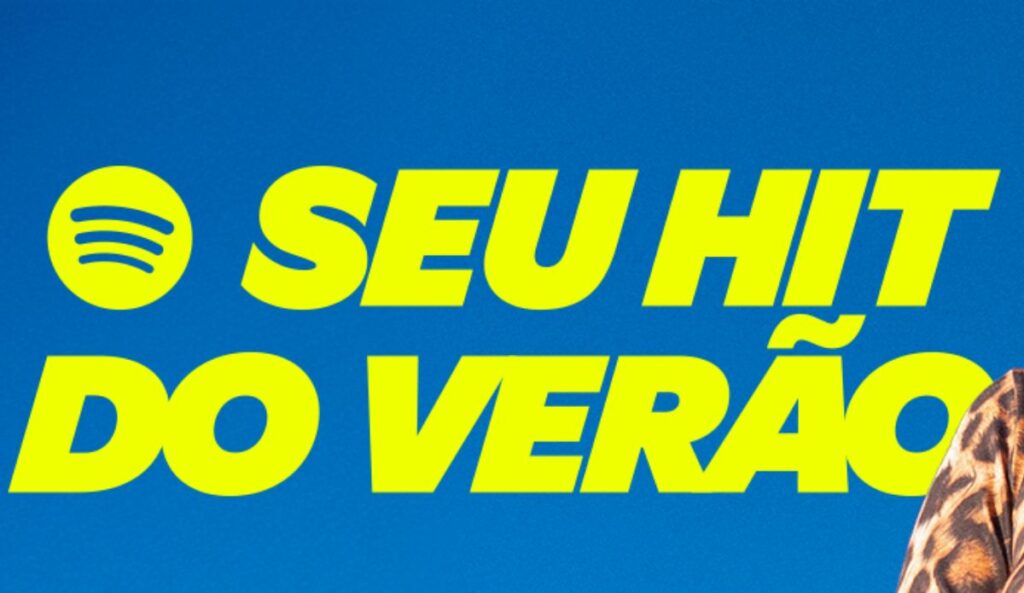 Imagem promocional do Spotify com a frase “Seu Hit do Verão” em destaque, campanha de votação para eleger o Hit do Verão 2026.