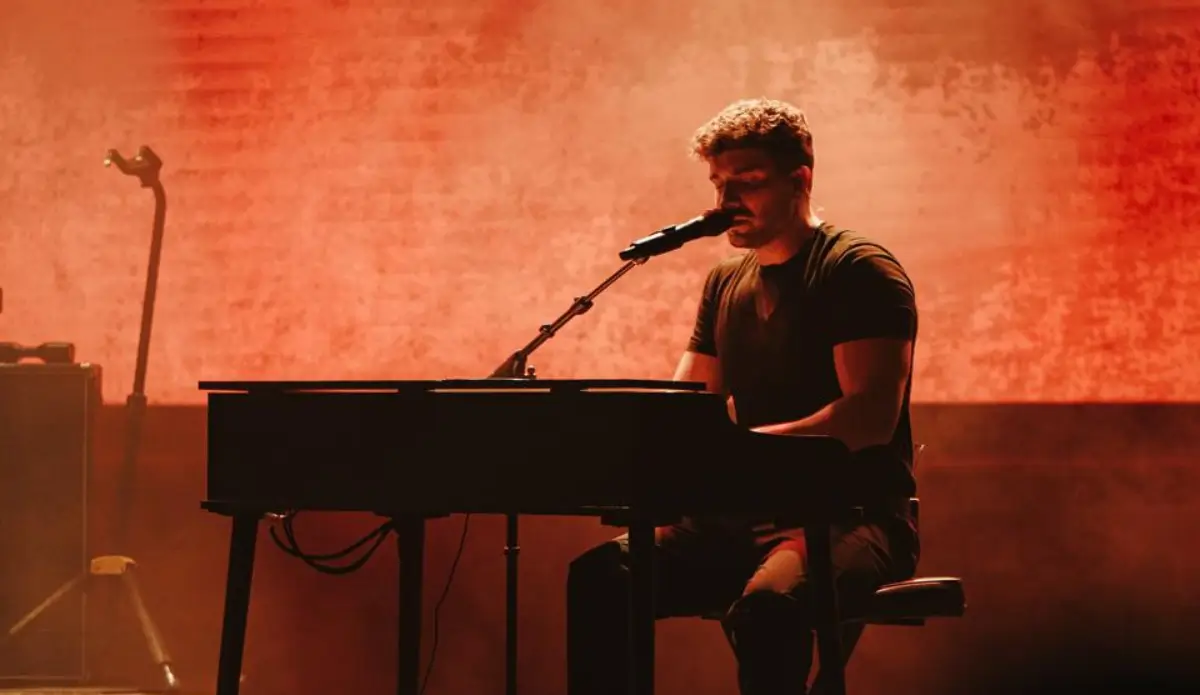 O cantor Pablo Alborán durante show no Brasil