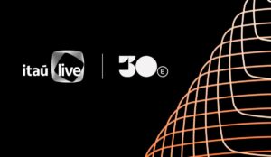 Logos do Itaú Live e da produtora 30e anunciando parceria para realização de shows no Brasil