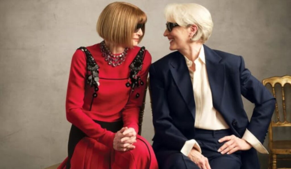 Meryl Streep e Anna Wintour juntas na capa da Vogue em referência a Miranda Priestly de O Diabo Veste Prada