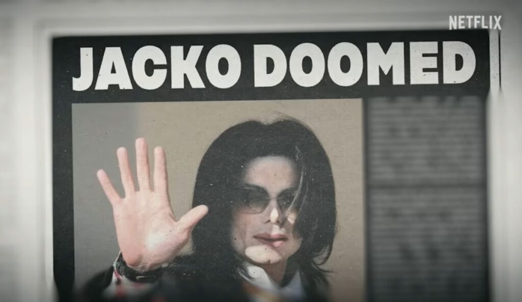Cena do trailer de “Michael Jackson: The Verdict”, série documental da Netflix que revisita o julgamento de 2005 de Michael Jackson por acusações de abuso sexual infantil.
