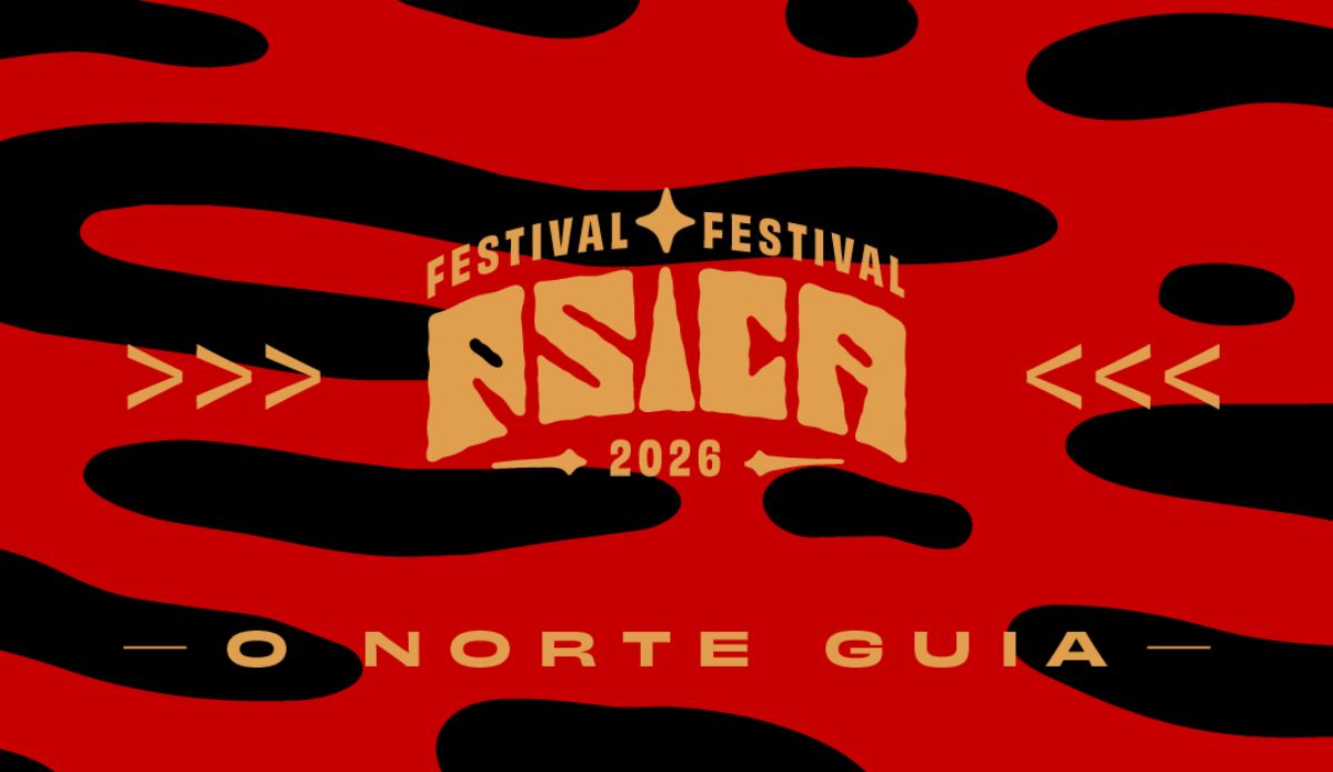 Arte de divulgação do Festival Psica 2026 em Belém, com fundo vermelho e preto e a frase “O Norte Guia”.