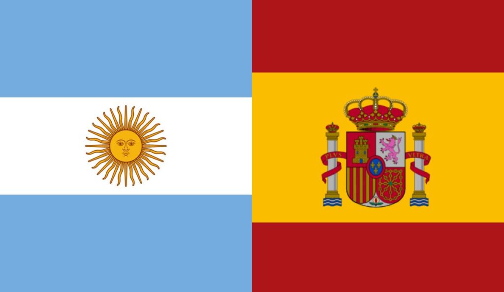 bandeira da Argentina e da Espanha