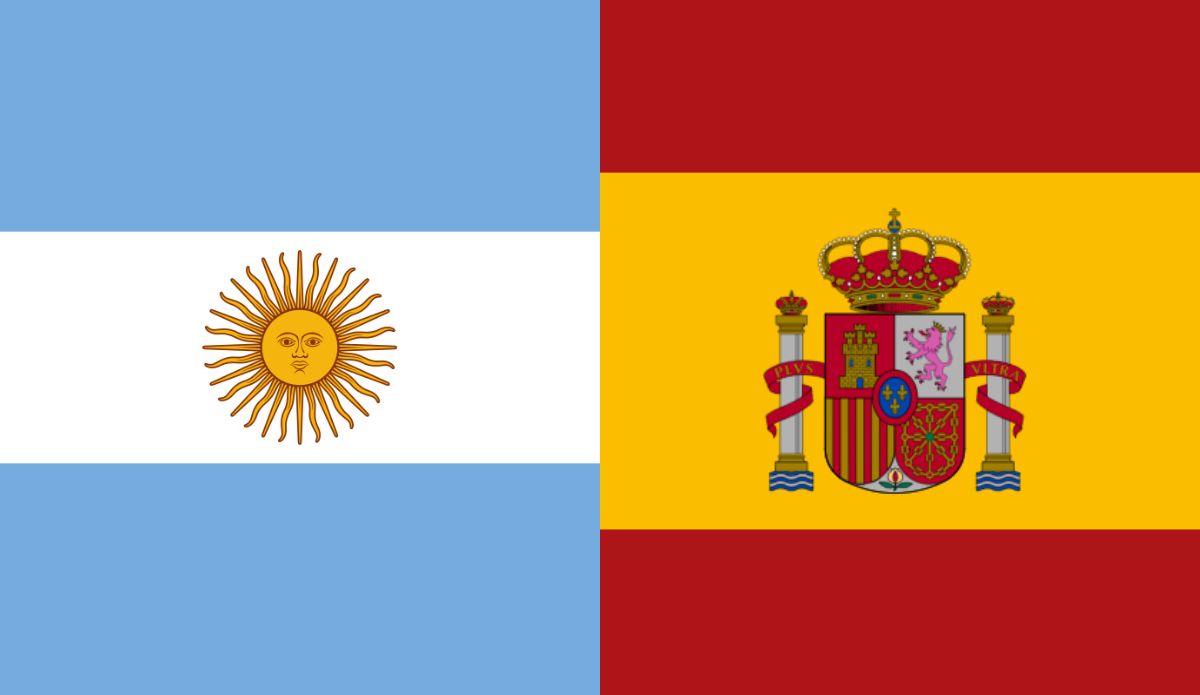 bandeira da Argentina e da Espanha